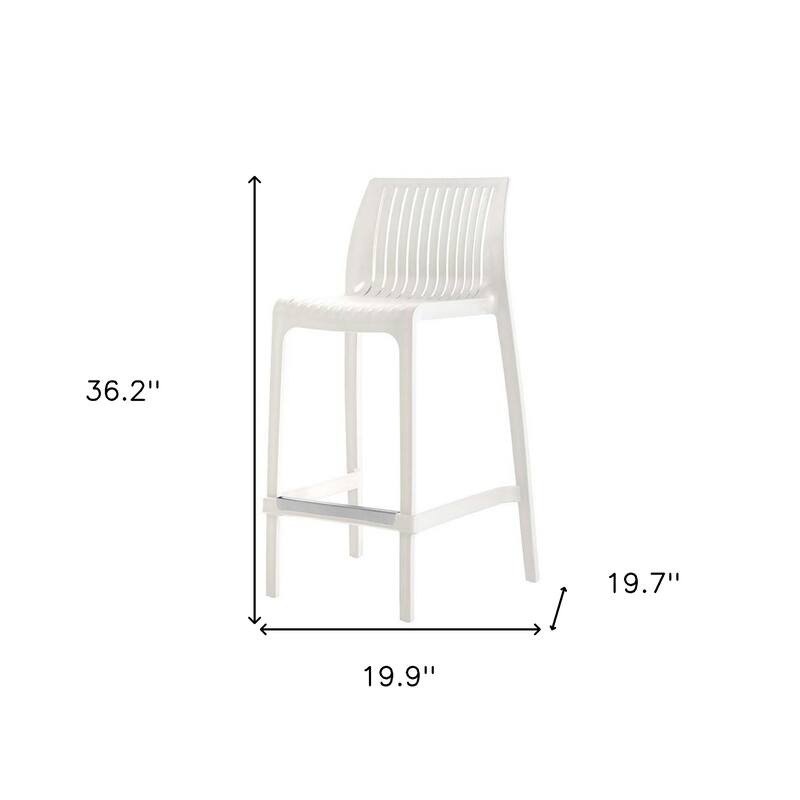 HomeRoots Set of Four 26" White Heavy Duty Plastic Low Back Outdoor Counter Height Bar Chairs