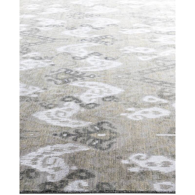 Ikat One-of-a-Kind Hand-Knotted Area Rug, Gray - 9' 0" x 12' 1"