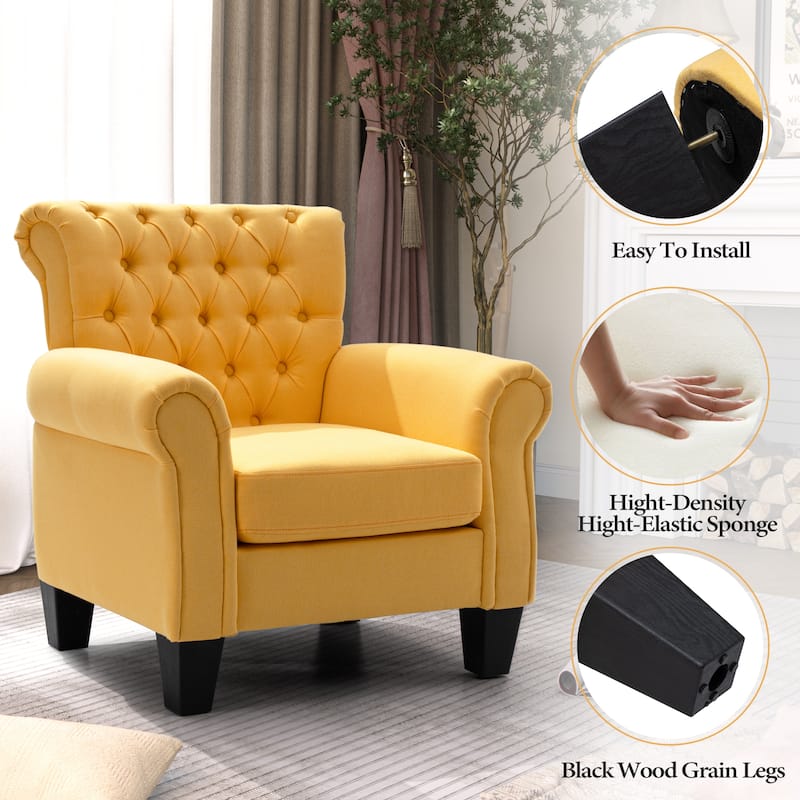 Accent Club Chair Comfortable Single Sofa Chair Indoor Seating with Arms & Padded Seat