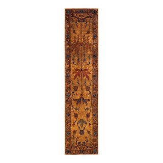 Eclectic, One-of-a-Kind Hand-Knotted Area Rug - Yellow, 3' 0" x 13' 6" - Runner