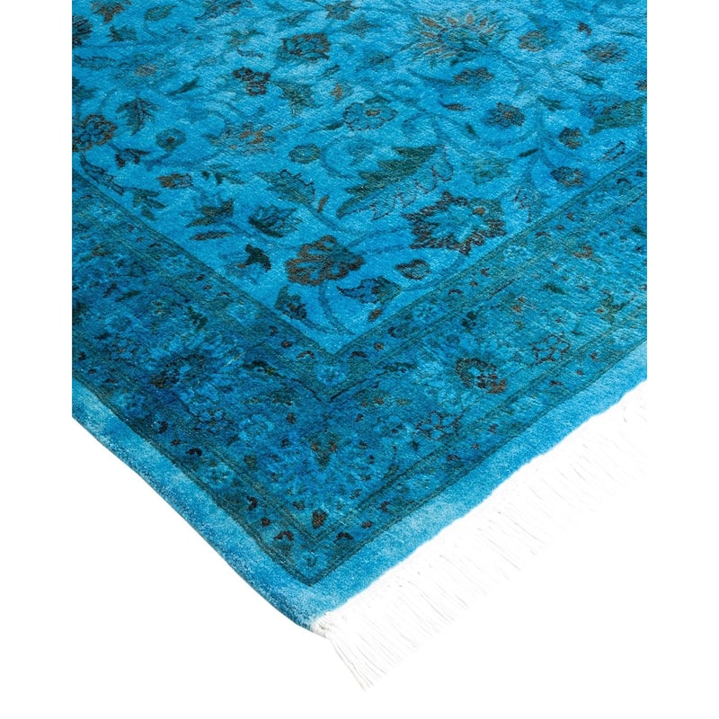 Overton Hand Knotted Wool Vintage Inspired Modern Contemporary Overdyed Blue Area Rug - 3' 1" x 5' 4"