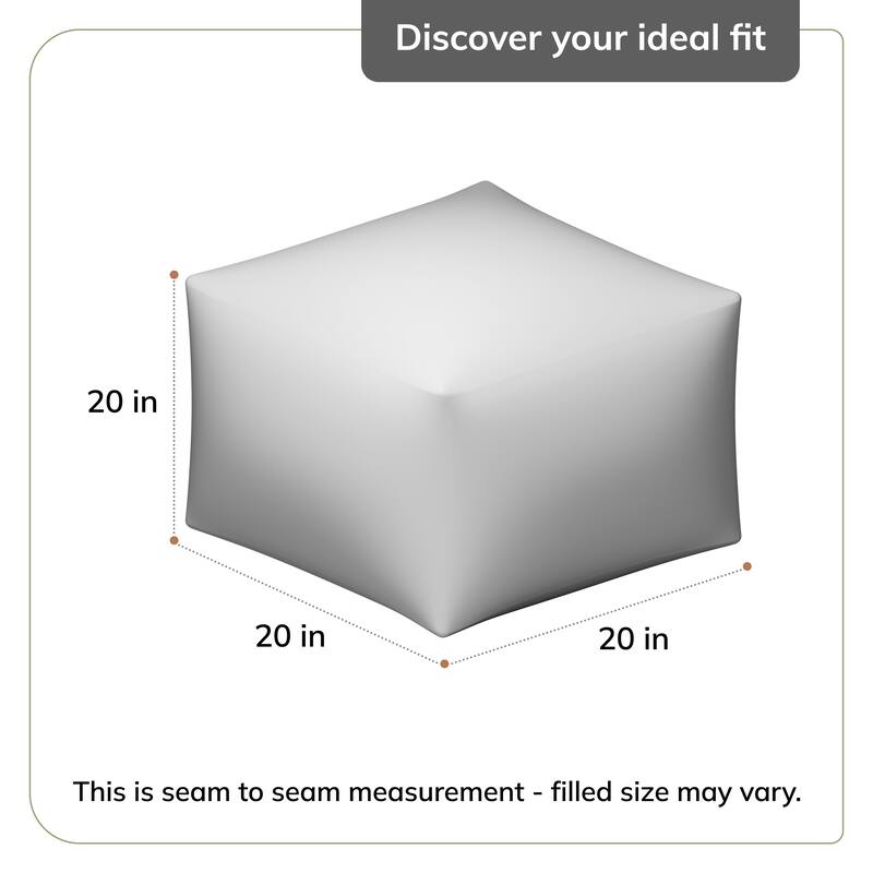 Jani Hanalei 20-inch Blue & Ivory Square Pouf Ottoman - Handmade Footrest for Living Room, Bedroom, Nursery, Kidsroom