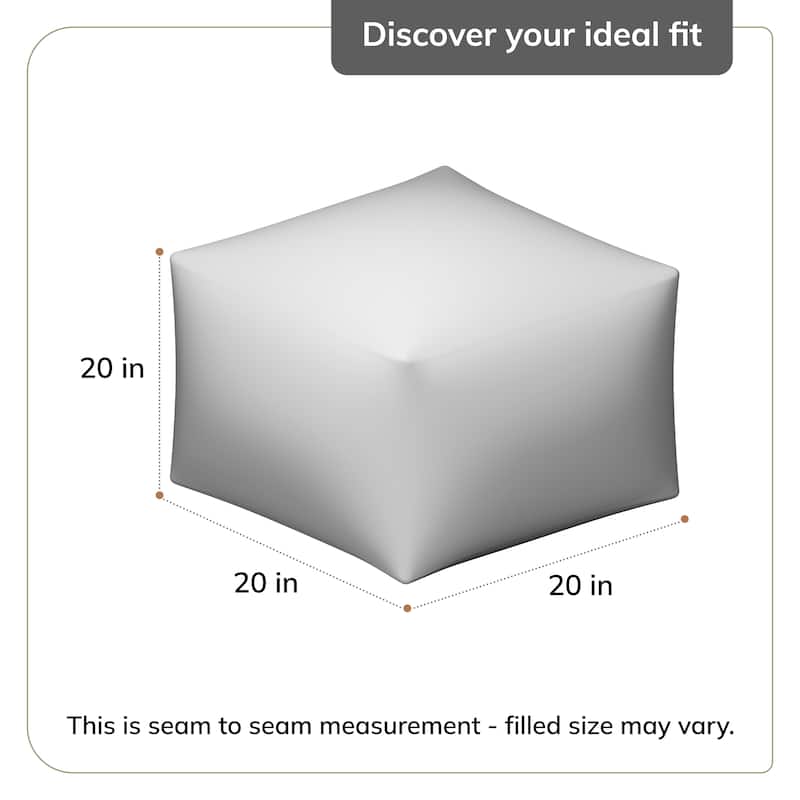 Jani Tofino Red 20-inch Multicolor Square Pouf Ottoman - Handmade Footrest for Living Room, Nursery