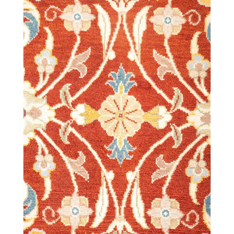 Overton Hand Knotted Wool Vintage Inspired Traditional Mogul Orange Area Rug - 3 x 5