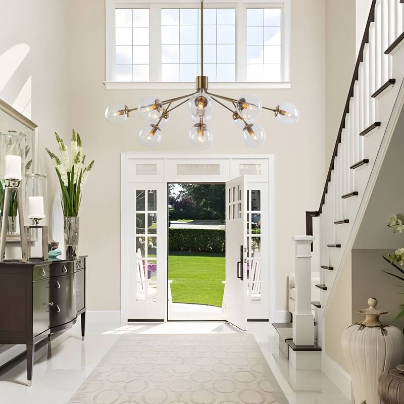 Starsky 12-Light Clear Bubble Glass Chandelier for Dining Room, Entryway, Living Room, Kitchen Island