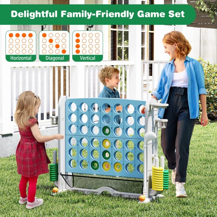 PE PP PVC 4-in-1 Jumbo Game Set with Adjustable Height and Cup Holders - 40.5" x 15.5" x 32.5"-38.5"