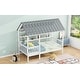 preview thumbnail 4 of 12, Retro Style Twin Size House Bed with Roof, Guardrails & Shelves