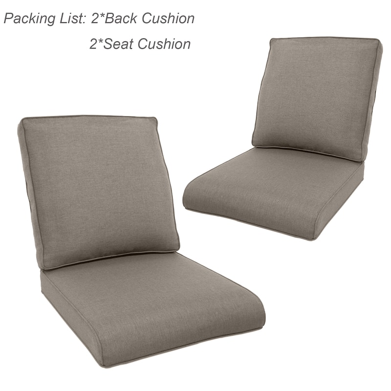 Outdoor Chair Cushion 25 x 22 Inch Cushions for Chair - Grey2 Pairs