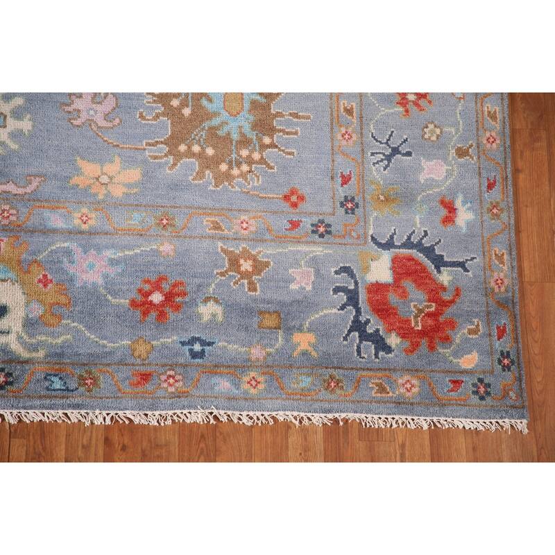 Blue Oushak Oriental Area Rug Handmade Bedroom Wool Carpet - 8'0" x 9'9"