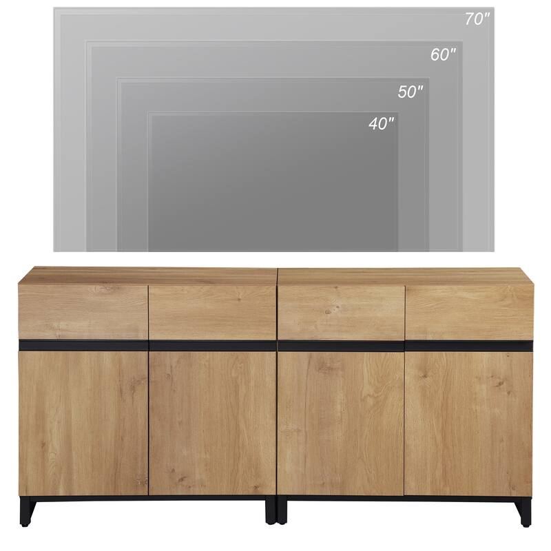 WAMPAT Modern TV Stand with Storage Cabinets for Living Room,Bedroom,Brown