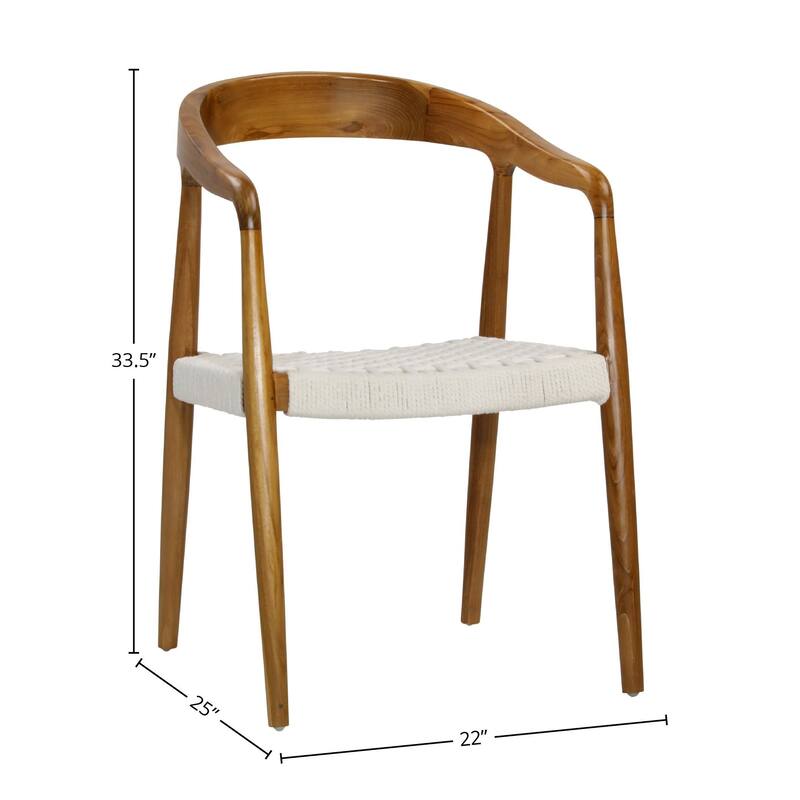 Elkhorn Teak Dining Chair, Natural Cream