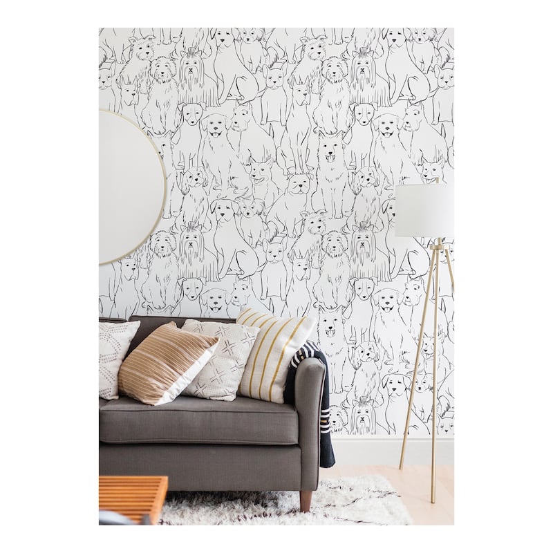 NuWallpaper Black & White Paws On Peel & Stick Wallpaper - 216in x 20.5in x 0.025in