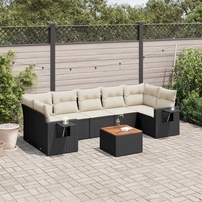 vidaXL Garden Sofa Set Black, Cream White - 21.7 x 21.7 x 14.6