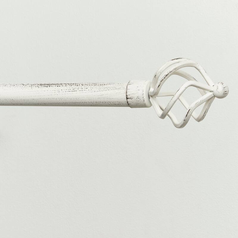 Porch & Den Freret 1-inch Curtain Rod and Finial Set - 66" to 120" - Distressed White