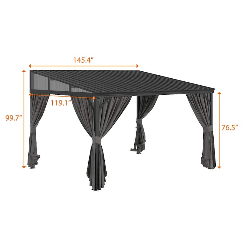 Aluminum Patio Gazebo Curtains Mosquito Netting Outdoor Canopy Backyard Poolside Garage Door