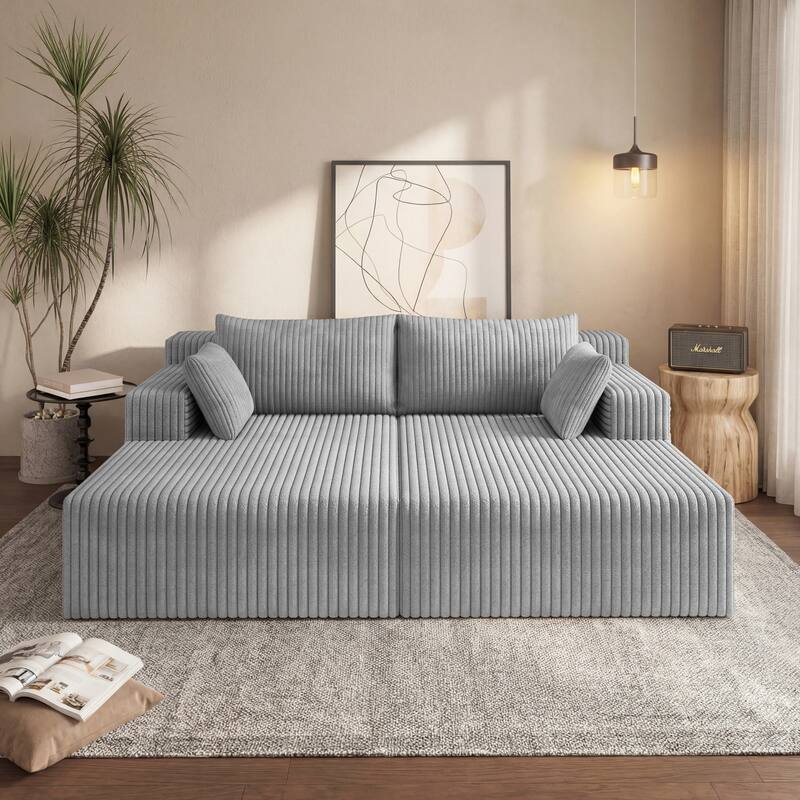 96" Cloud Sectional Couch with L-Shape Chaise,Modern Modular Sofa with Deep Seat, Upholstered Couches for Bedroom