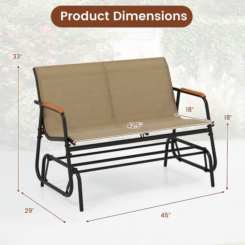 Costway Patio Glider Bench for 2 Swing Gliding Loveseat with Curved - See Details