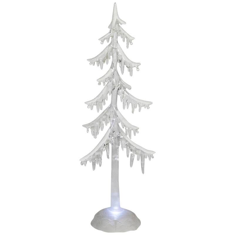 LED Lighted Acrylic Icicle Tree Christmas Decoration - 14"