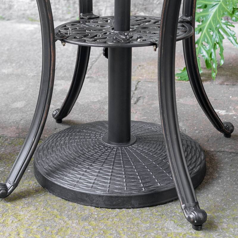 Outdoor Round Black Patio Umbrella Base, Resin and Concrete