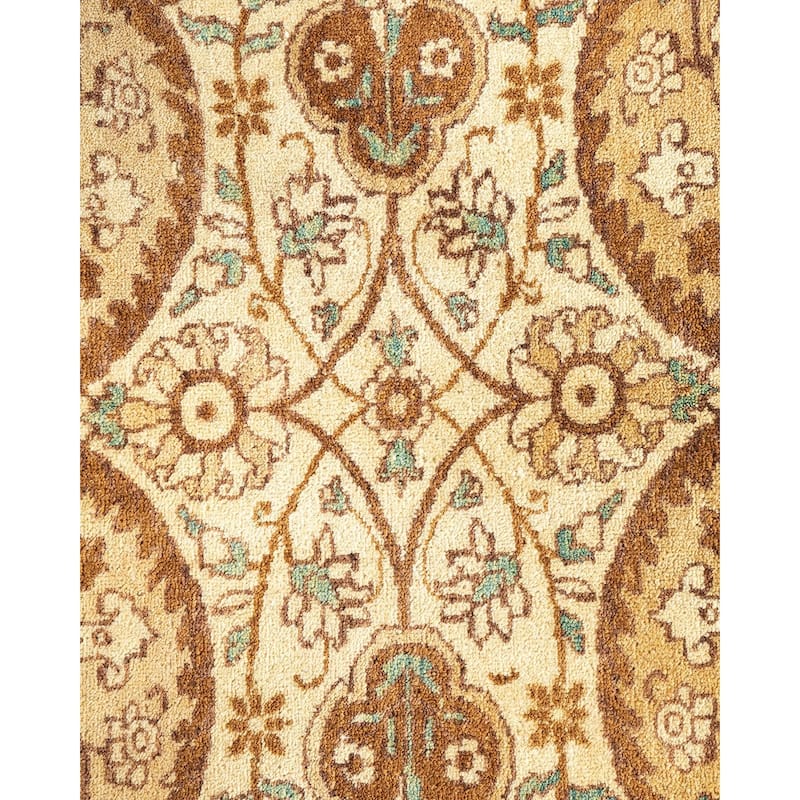 Overton Hand Knotted Wool Vintage Inspired Traditional Mogul Yellow Area Rug - 8' 3" x 10' 8"