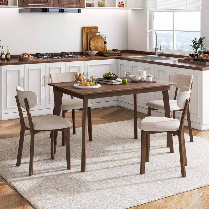 Costway 5-Piece Dining Table Set for 4 Farmhouse Wooden Table & 4