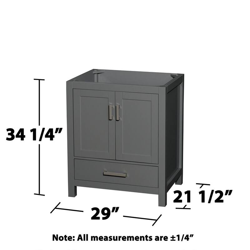 Wyndham Collection Sheffield 30" Hardwood Vanity Cabinet Only - Less