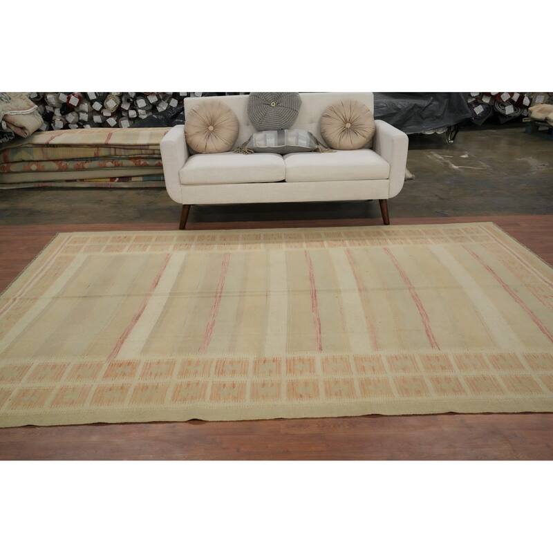Hand Woven Oriental 100% Wool Carpet Southwestern Tribal Multi-Colored Kilim Area Rug - 9' 10'' X 6' 9''