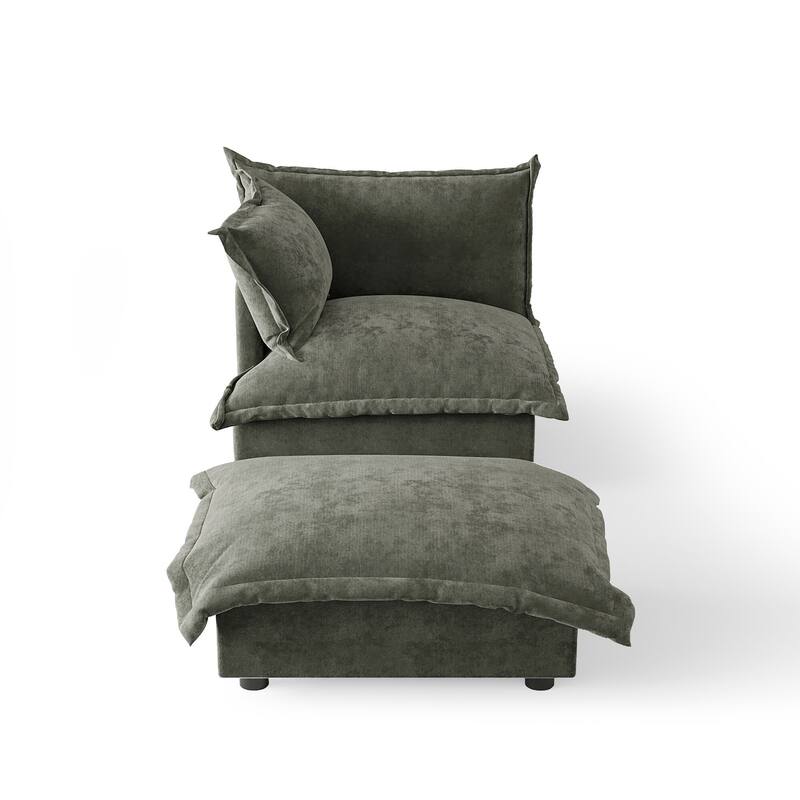 Casual 40"W Oversized Soft Comfy Cloud Chenille Chaise Lounge with Ottoman