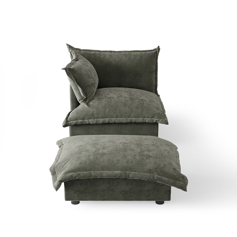 Modern Cloud Chaise Longue Accent Chair with Ottoman set