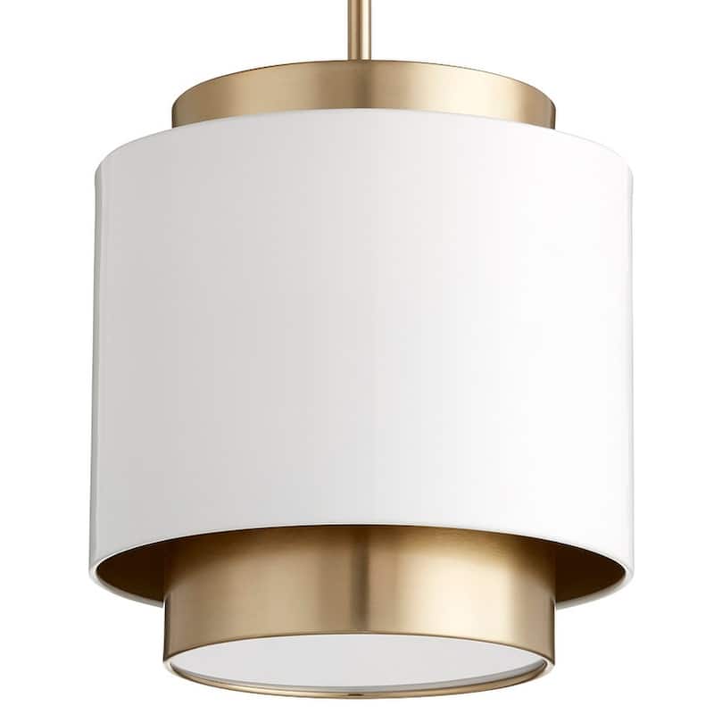 Quorum International 11" Wide Pendant - Studio White / Aged Brass