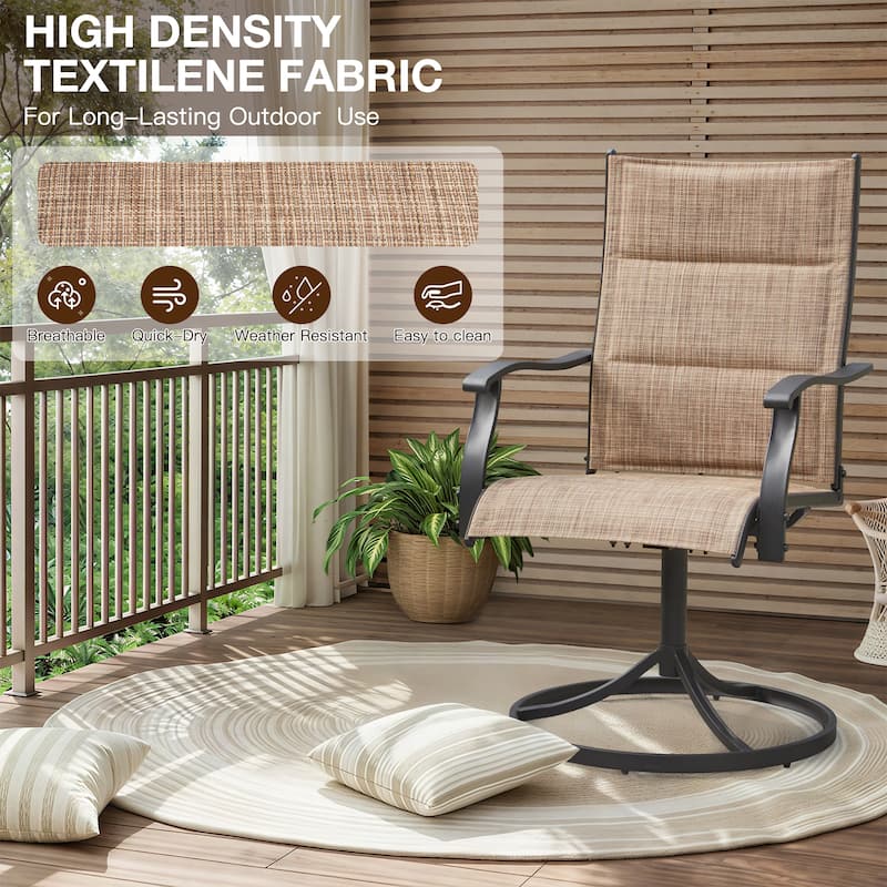 EROMMY Outdoor Swivel Patio Chairs 2/4 Pack, High-Back Textilene Dining Rocker Chairs with Metal Frame