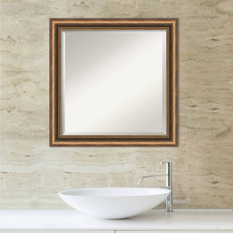 Beveled Wood Bathroom Wall Mirror - Manhattan Bronze Frame