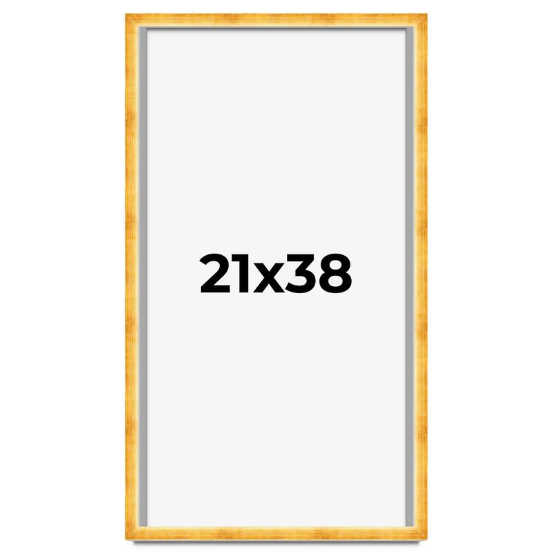 21x38 Shadow Box Frame Gold | 1.625 Inches Deep Real Wood Traditional