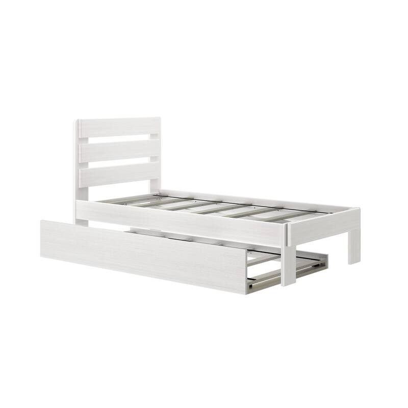 Max and Lily Farmhouse Twin Bed with Plank Headboard and Trundle