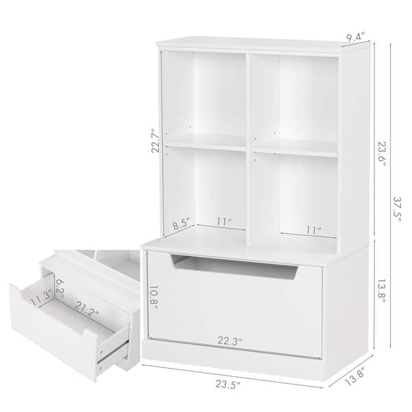 COSTARS Kids Bookshelf with Toy Storage, Toy Organizer with Drawer, Toy and Book Storage Cubby