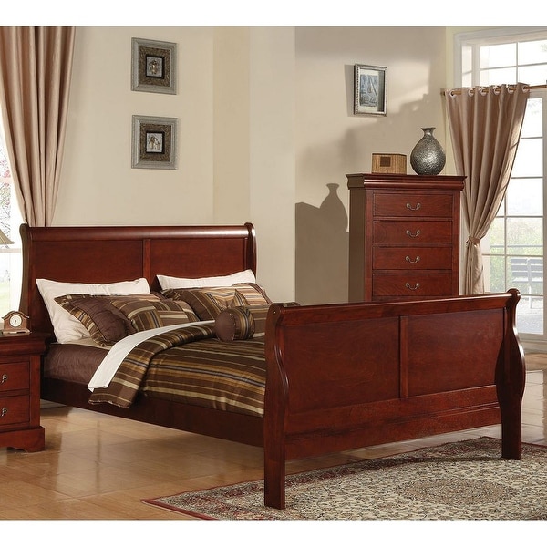 King size cherry store wood sleigh bed