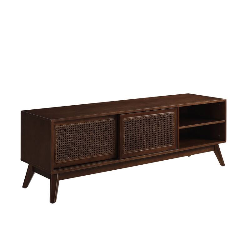 Mid-Century Modern Rattan TV Stand (Accommodates TVs up to 65-in)