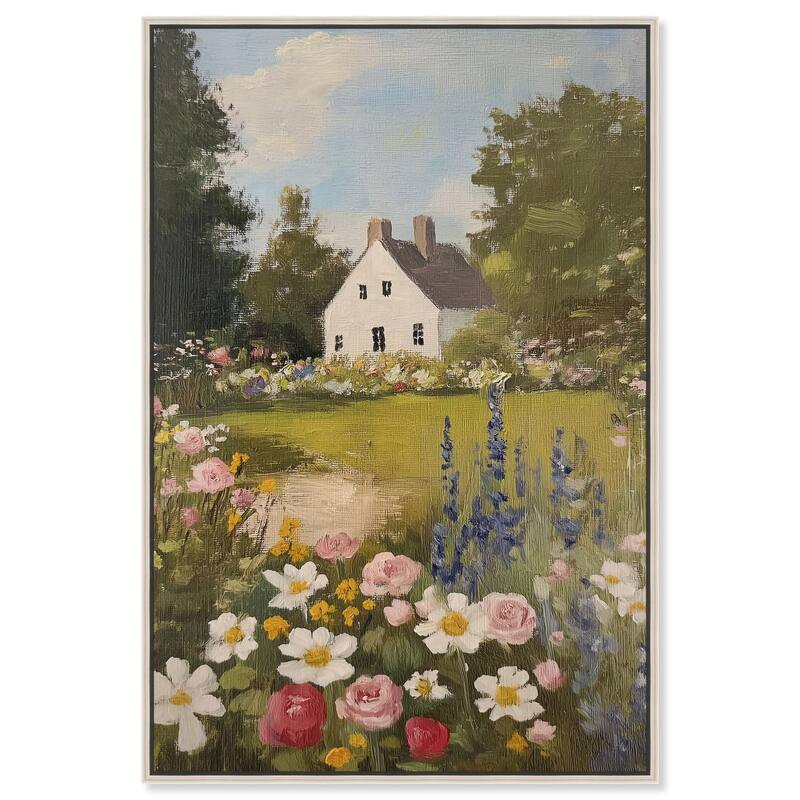 Floral Farmhouse I Canvas by Art Remedy - Silver - 20" x 30"