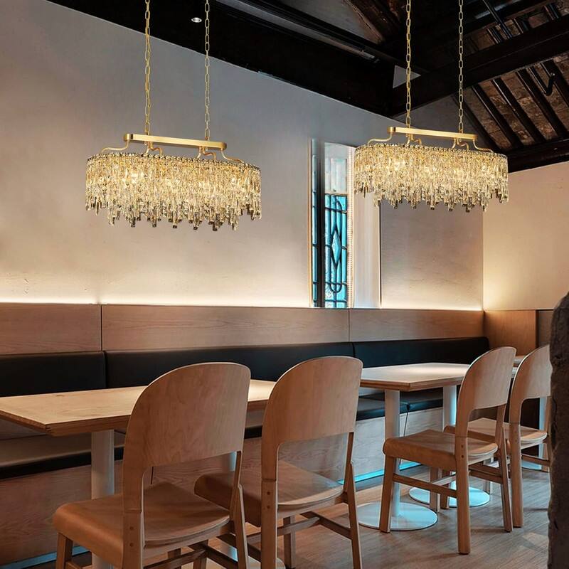 3 Light dining light fixtures gold modern chandelier Crystal, metal pendant lights