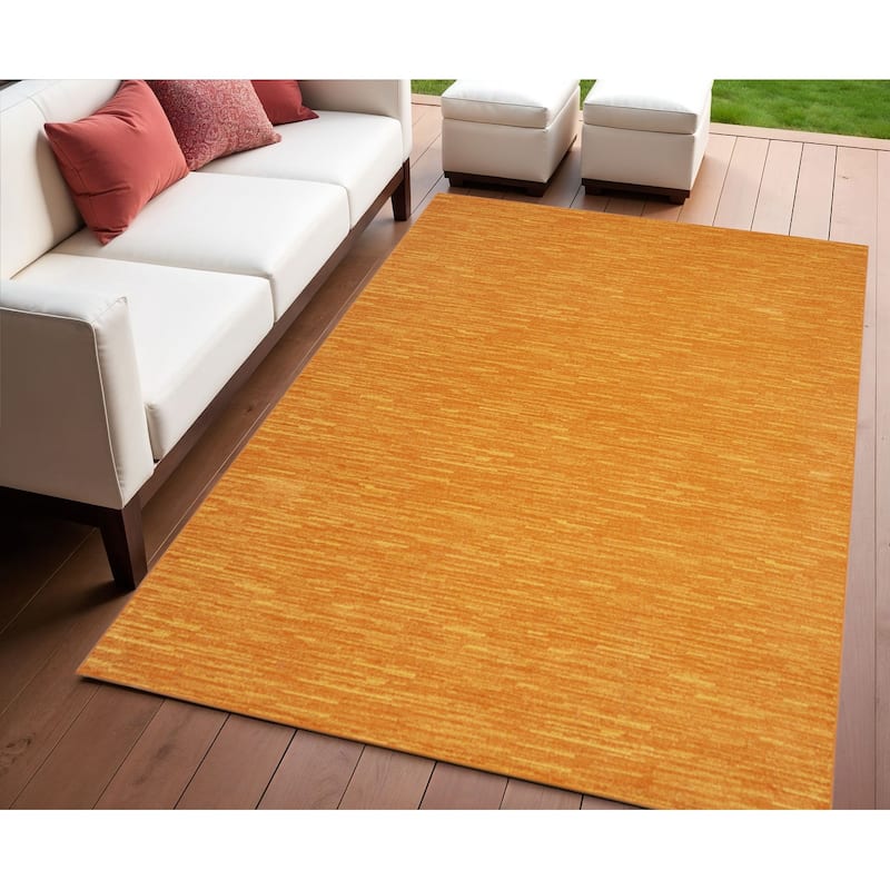 HomeRoots Contemporary Rectangle Outdoor Rug - 4' X 6' - Orange - 4' X 6'