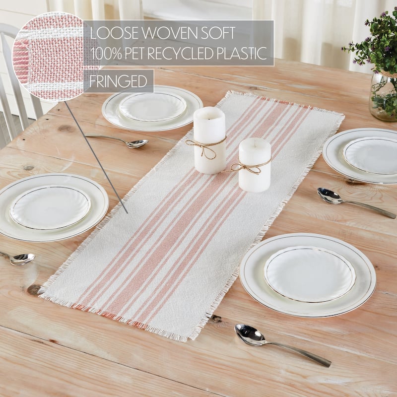 Antique White Stripe Runner - 12x36 - Pink