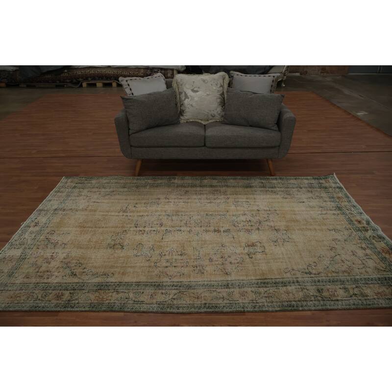 Hand Knotted Oriental 100% Wool Carpet Transitional Floral Beige & Ivories Anatolian Area Rug - 8' 9'' X 5' 8''