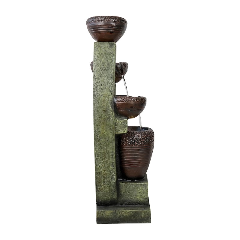 40" H Outdoor Modern Fountain Floor Waterfall Feature for Patio