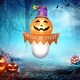 preview thumbnail 9 of 8, 3.4ft Halloween Inflatables Window Sticker Ghost with Orange Face, Halloween Decorations LED Yard Display