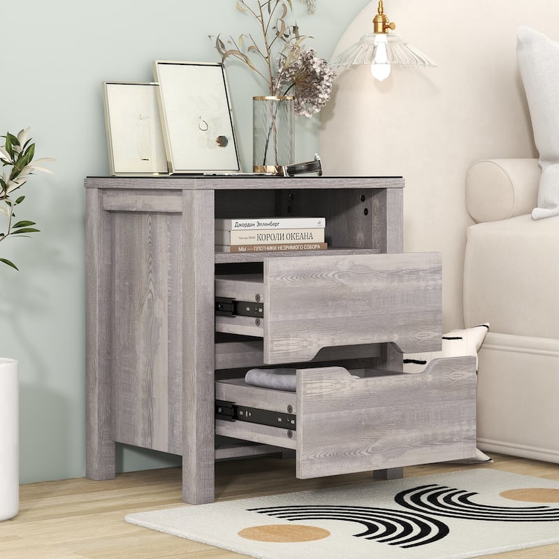 Multifunctional Storage Nightstand,Wireless Charging