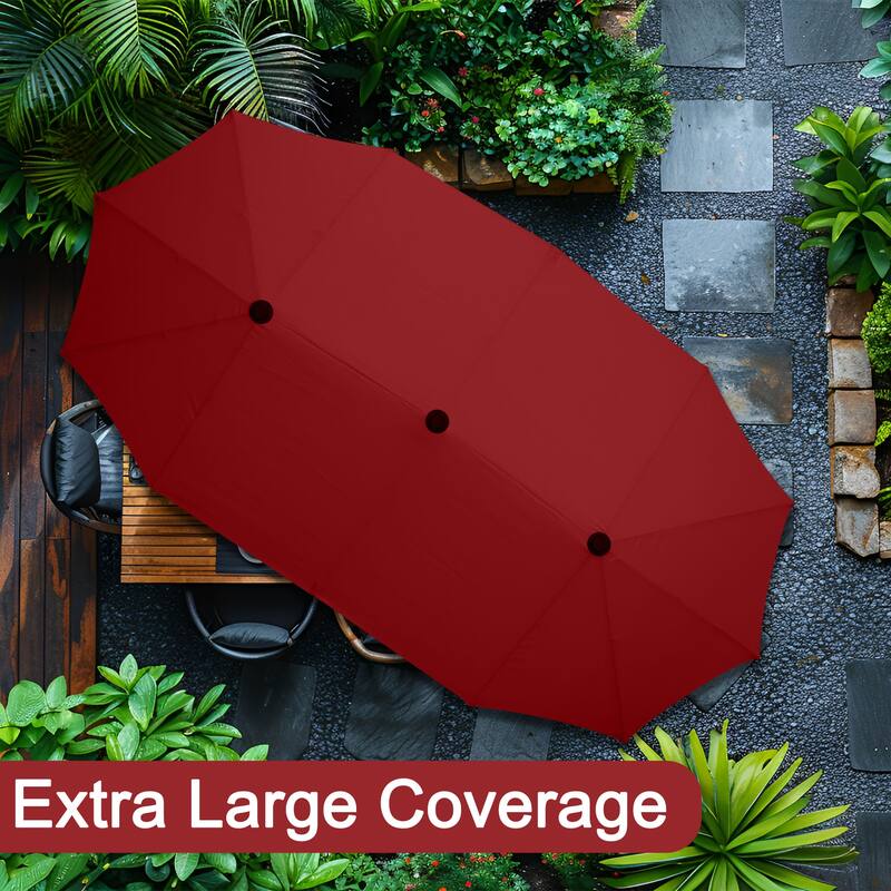Autlaycil 13 ft Patio Umbrella with Crank Outdoor Umbrella with Base