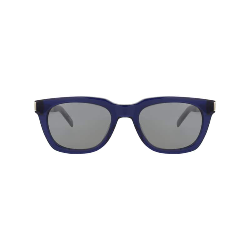 Saint Laurent Square-Frame Recycled Acetate Sunglasses - Blue Silver Silver - Blue - Grey Lens