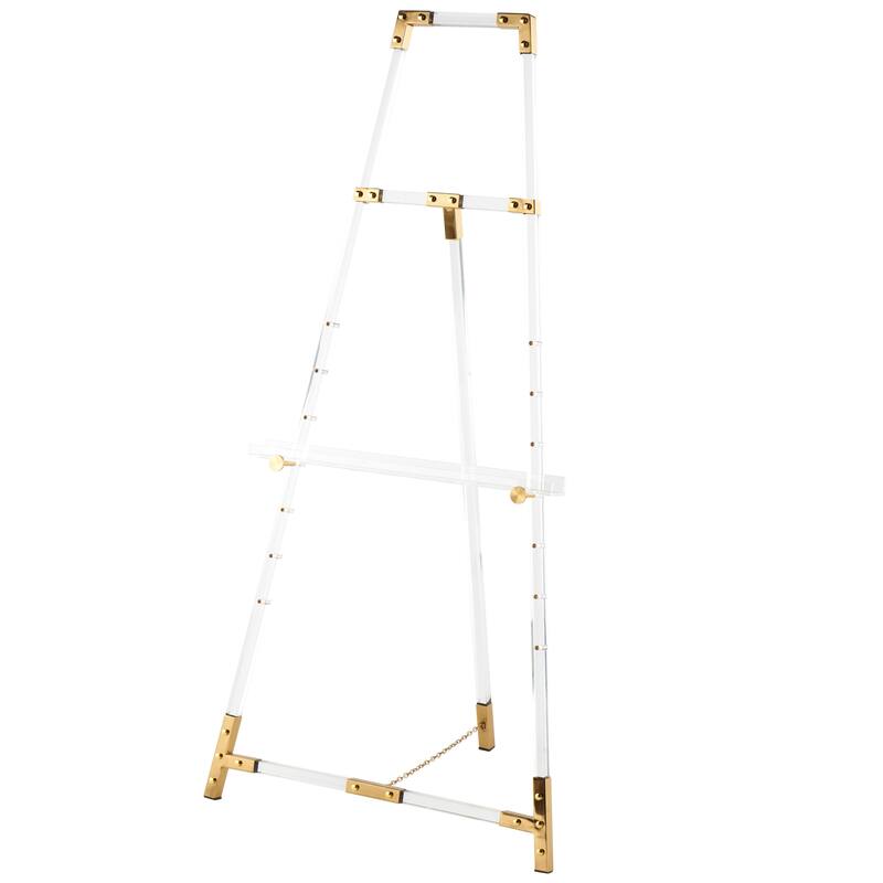 Clear Acrylic Plastic Adjustable 7 Tier Display Easel with Silver or Gold Accents and Chain Support