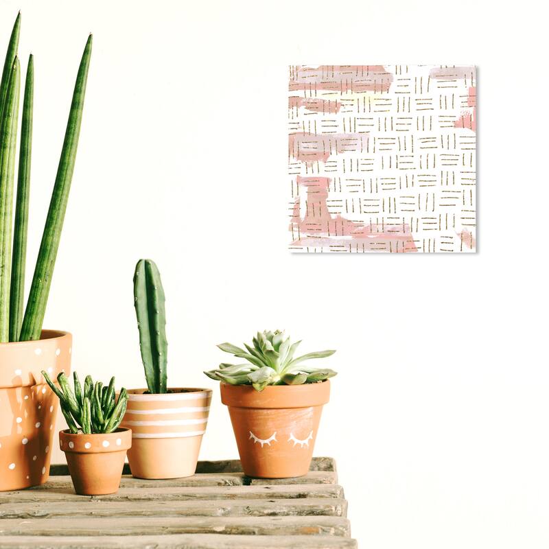 Wynwood Studio Canvas Abstract Rhythm in Blush White and Light Pink Modern & Contemporary Wall Art Canvas Print - 12 x 12