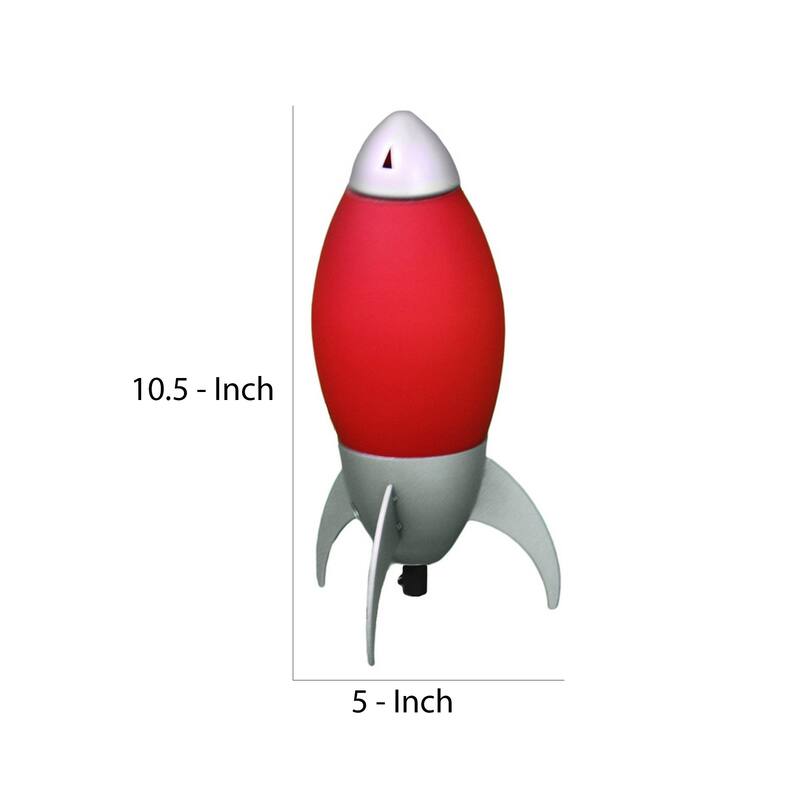 Kid Table Lamp with Rocket Design Silhouette, Red